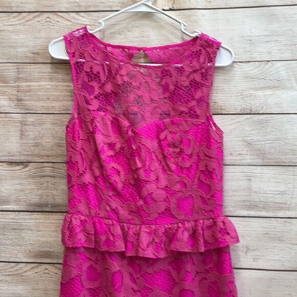 LILLY PULITZER KIRI MAMBO CORDED LACE DRESS IN‎ HOT PINK - Picture 2 of 8
